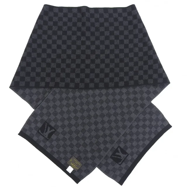 Louis Vuitton Damier Graphite Echarpe Petit Black in Black Wool from VINTAGE QOO TOKYO, photo 2 of 10