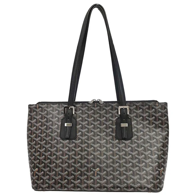 Goyard Black Okinawa PM Tote Bag in Black Canvas from AMORE Vintage Tokyo