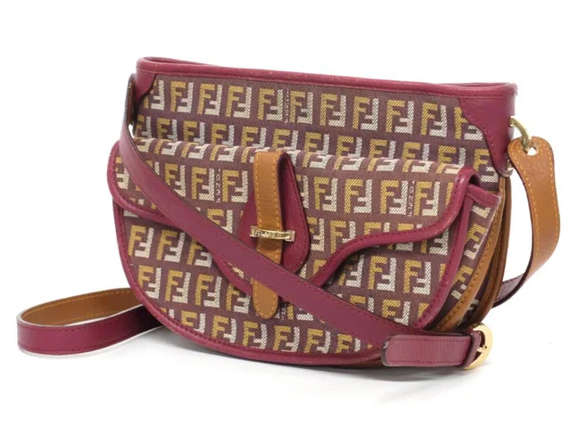 Fendi Bordeaux x Brown Monogram FF Zucca Crossbody Bag in Brown Canvas from Bagriculture