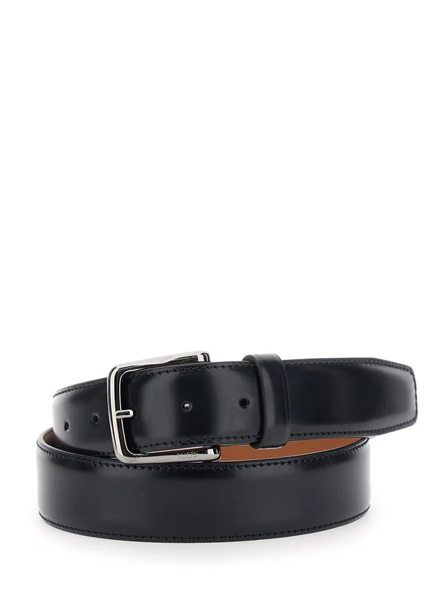 Tod's Smooth Calf Leather Belt — Black in Black Calfskin from HEWI