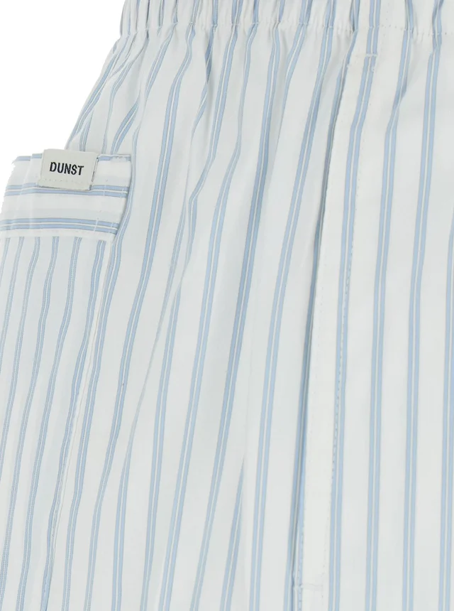 DUNST Light blue Shorts with elasticated waist and drawstring and all-over striped print in cotton blend for women in 76% Cotton 21% Nylon 3% Polyurethane, photo 6 of 6 from Gaudenzi Boutique