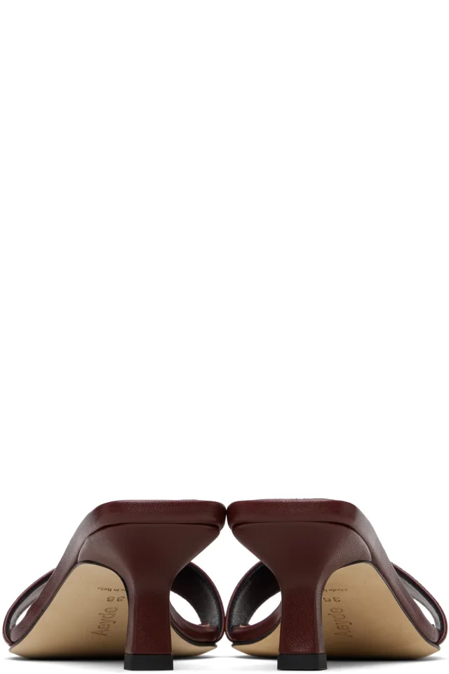 Aeyde Burgundy Gilly Heeled Sandals, photo 2 of 4 from SSENSE