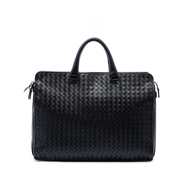 Black Bottega Veneta Nappa Intrecciato Club Briefcase Business Bag in Black Nappa leather from Designer Revival