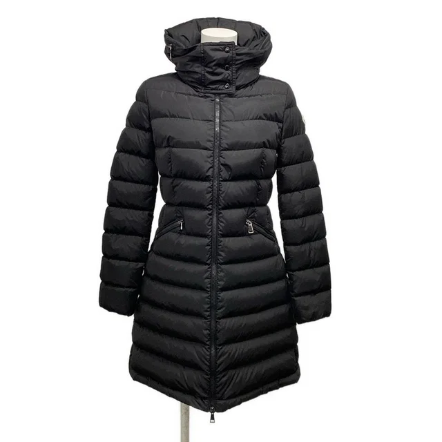 Moncler Down Coat 0 XS Flammette Black Long Sleeve Hood Winter Cotton in Black Nylon from The Reluxe
