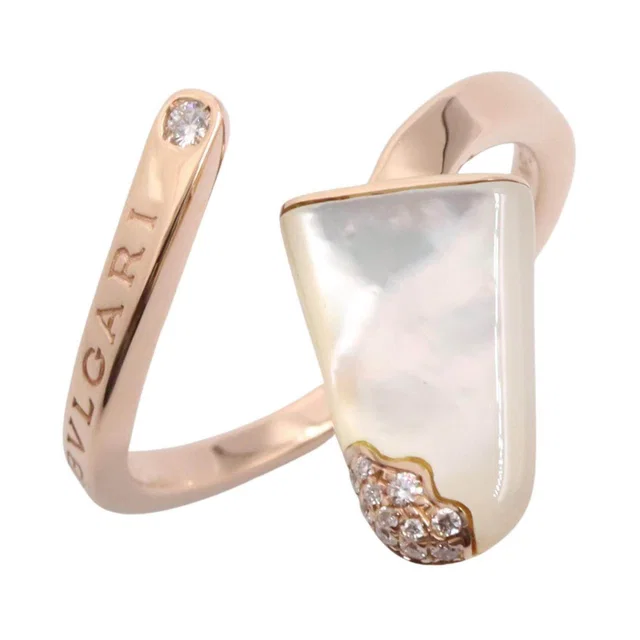 Bvlgari Gelati Au750 Diamond Mother of Pearl Ring Size 14.5 from LuxUness