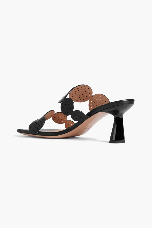 Malone Souliers Trish 65 Laser-Cut Leather Mules in Black, photo 3 of 4 from THE OUTNET