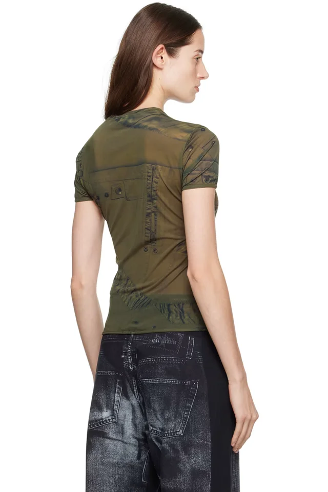 Blumarine Green Printed T-Shirt, photo 3 of 4 from SSENSE