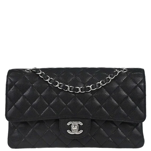 Chanel 2011 Black Caviar Skin Medium Classic Double Flap Shoulder Bag in Black Caviar leather from AMORE Vintage Tokyo