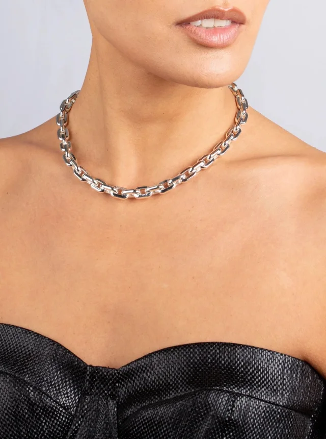 FEDERICA TOSI 'Lace Cindy' Silver-colored necklace with Chain Design and Claw Clasp Closure on the Back in Metal for Women, photo 5 of 6 from Gaudenzi Boutique