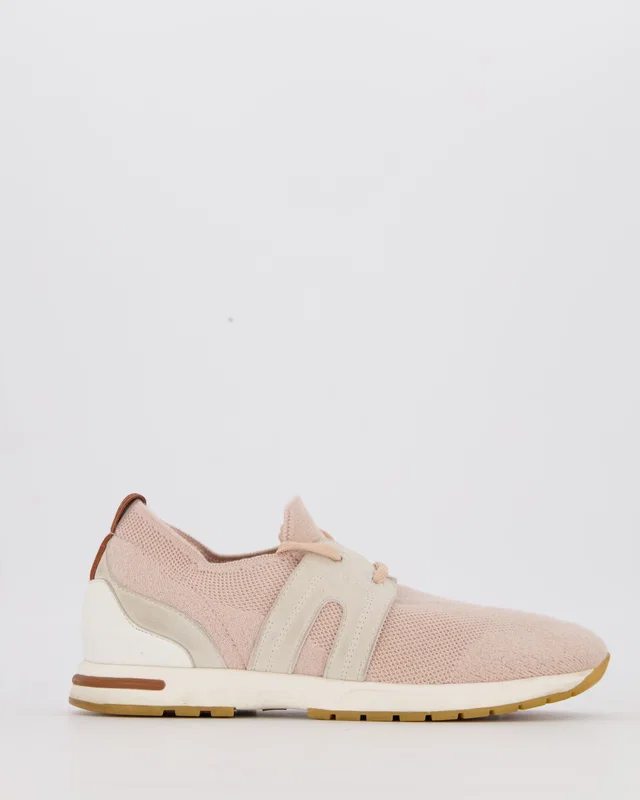 Loro Piana 360 LP Flexy Walk Sneaker in Light Pink Knitted Wool Upper and Suede Panels Size EU 37 in Pink Suede from Sellier