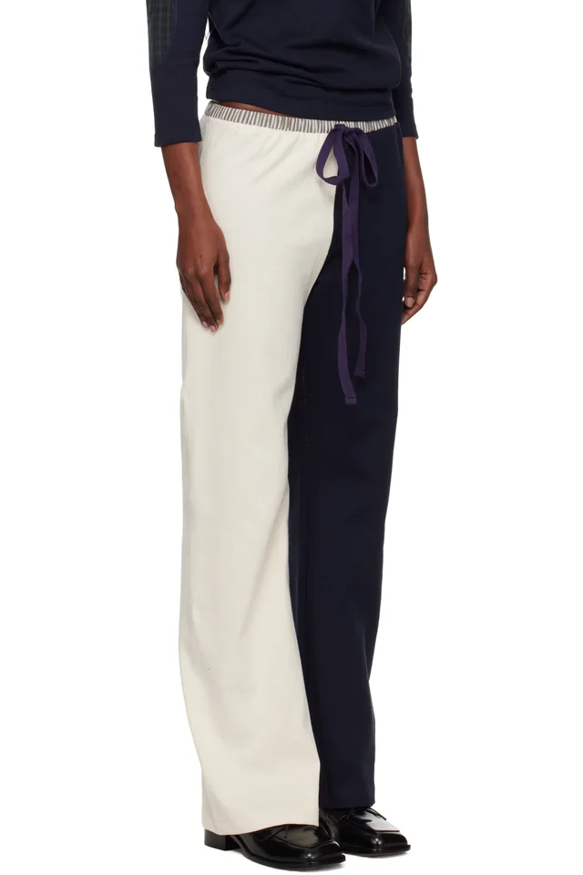 SC103 Navy & White Viola Lounge Pants, photo 2 of 4 from SSENSE