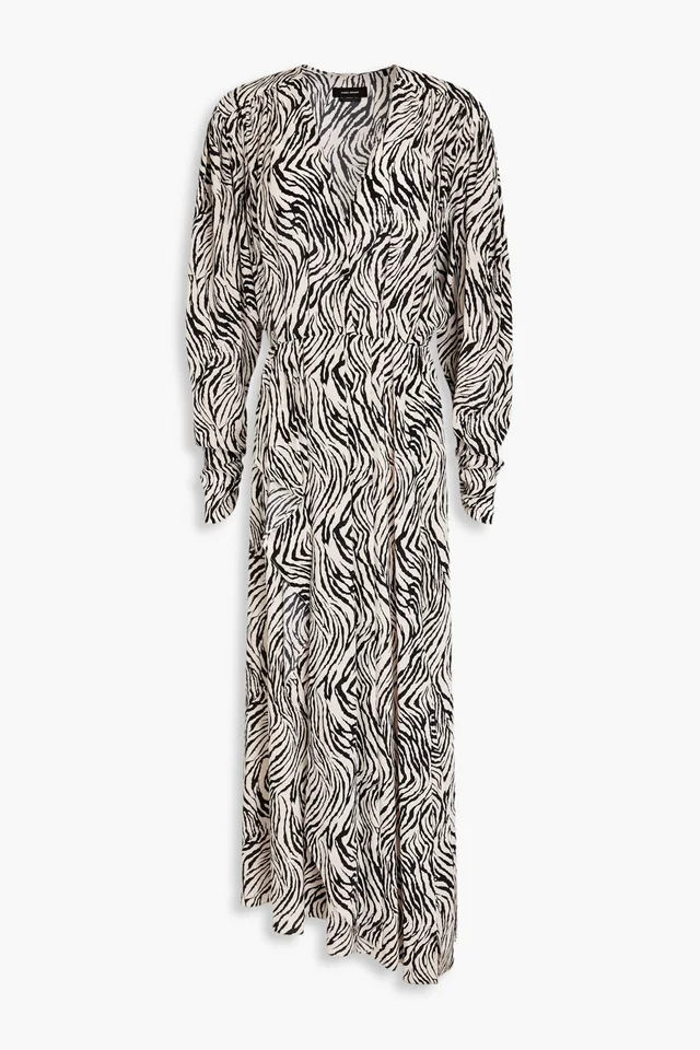 Isabel Marant Blainea Asymmetric Zebra-Print Silk-Blend Crepe Maxi Dress from THE OUTNET, photo 1 of 1