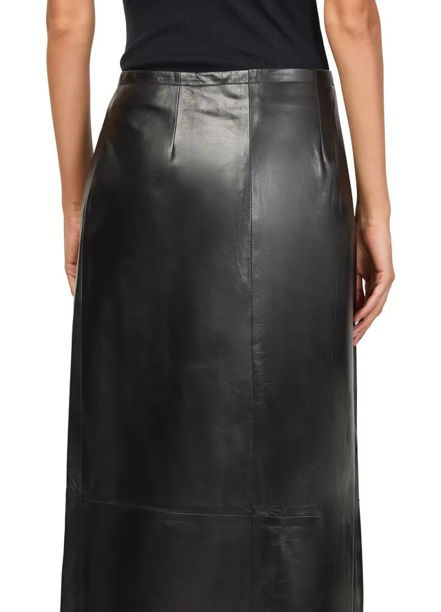 KHAITE Quinn leather midi skirt in Black 100% lamb leather, photo 5 of 6 from 24S (US)