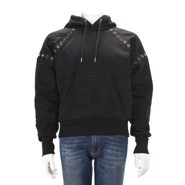Alexander McQueen Cotton Eyelet Hooded Sweater M in Black from Blue Spinach
