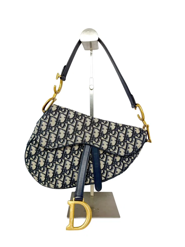 Dior Blue Oblique Saddle Bag in Blue from Luxury Promise