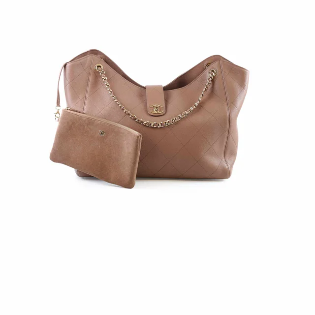 Chanel Maxi Shopping Bag Brown in Brown Caviar leather from The Purse Affair