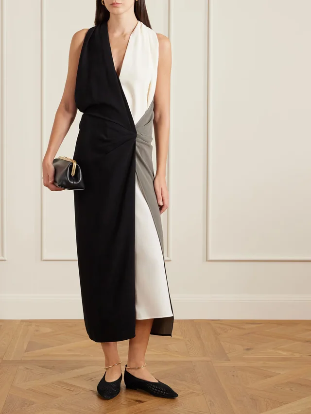 PROENZA SCHOULER Elsa ruched color-block crepe midi dress, photo 2 of 2 from NET-A-PORTER (Canada)