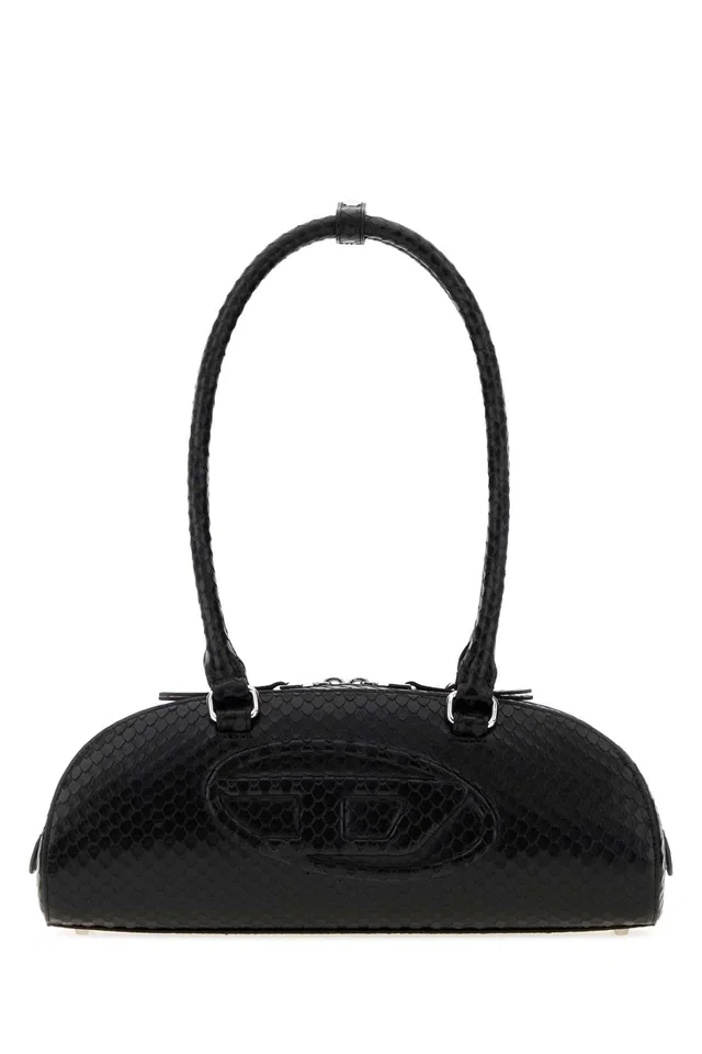 Diesel 1dr Dome Shoulder Bag — Black in Black Leather from HEWI