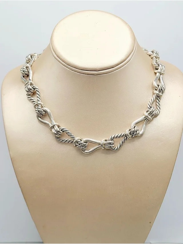 David Yurman Silver Twisted Rope Knot Link Necklace in silver|gray from Poshmark