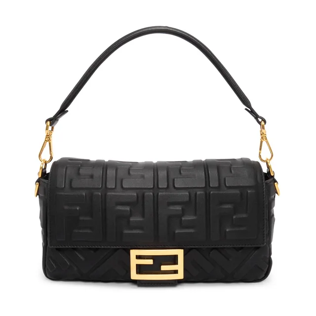 Fendi Nappa FF Embossed Baguette Bag in Black Nappa leather from Blue Spinach