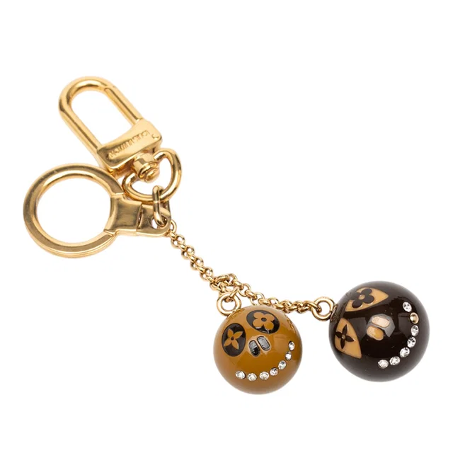 Gold Louis Vuitton Gold Plated Strass and Resin Jack and Lucie Key Holder and Bag Charm in Gold Resin from Designer Revival