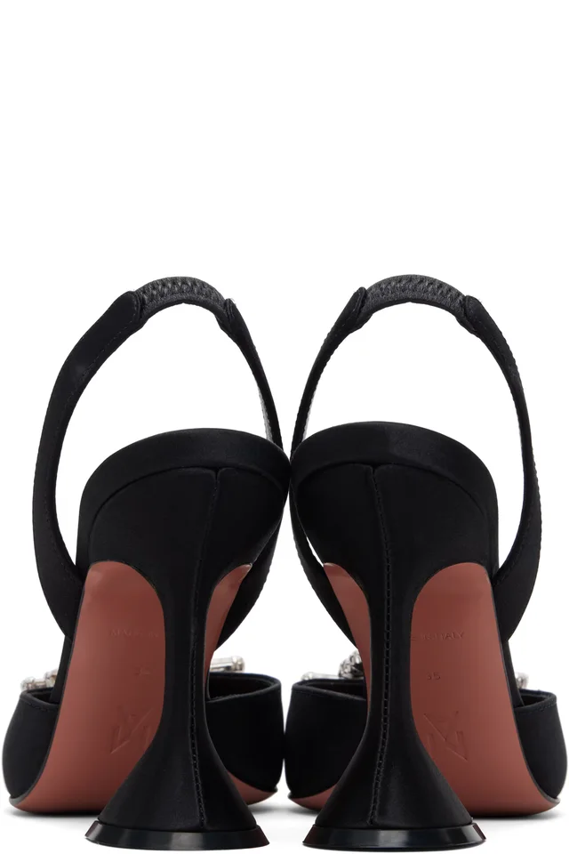 Amina Muaddi Black Begum Sling 95 Heels, photo 2 of 4 from SSENSE