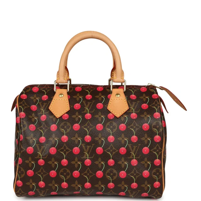 Louis Vuitton Vintage x Takashi Murkami Cheries Speedy 25 Brown and Red Cherry Monogram Gold Hardware in Brown Coated canvas from Madison Avenue Couture
