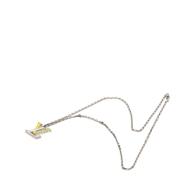 Silver Louis Vuitton Brass Enamel Resin LV Colors Pendant Necklace in Silver Resin from Designer Revival