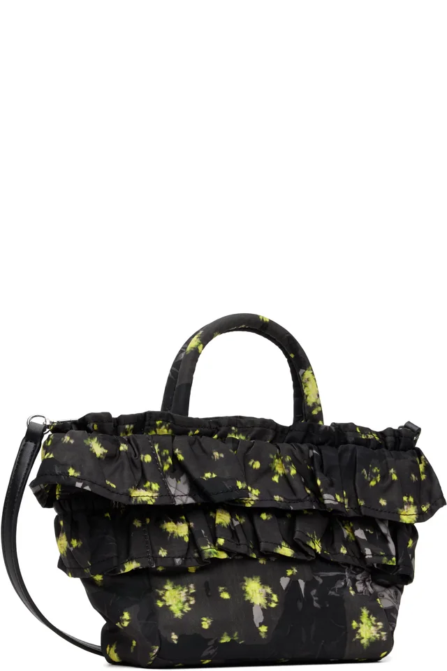 GANNI Black Ruffle Print Mini Shopper Tote, photo 3 of 4 from SSENSE