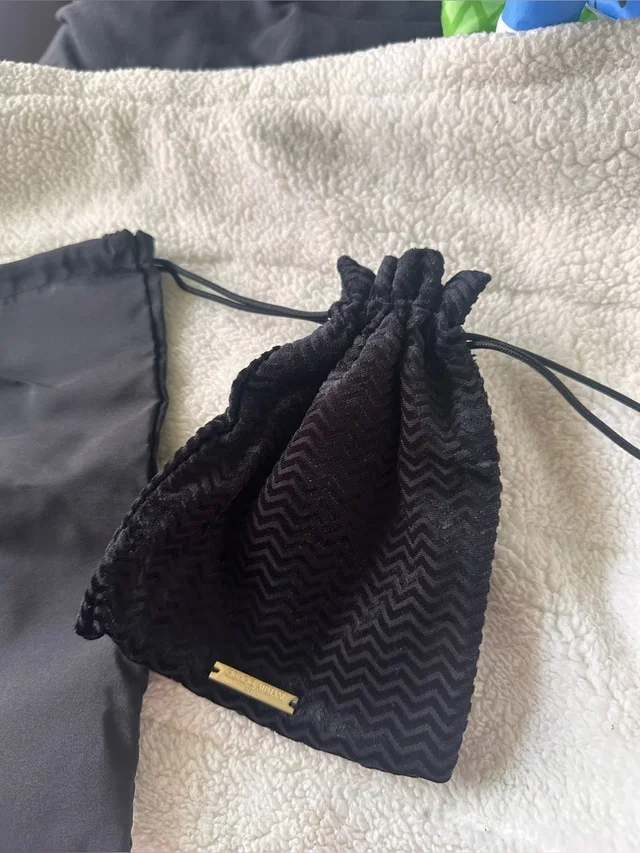 Giorgio Armani Velvet Chevron Drawstring Pouch in black Velvet from Poshmark