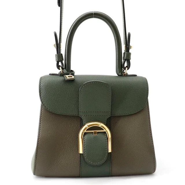 Delvaux Brillon 2-way Shoulder Green/KhakiAA0406 Leather Size Mini in Green Leather from GALLERY RARE