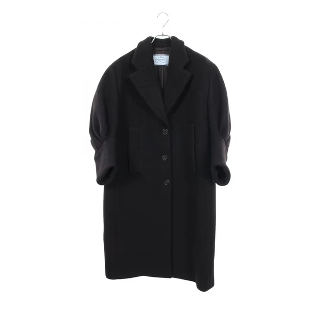 Prada Puff Sleeve Wool Cashmere Coat in Cashmere from The Reluxe