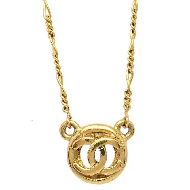 Chanel 1983 Circled CC Gold Chain Pendant Necklace in Gold from AMORE Vintage Tokyo
