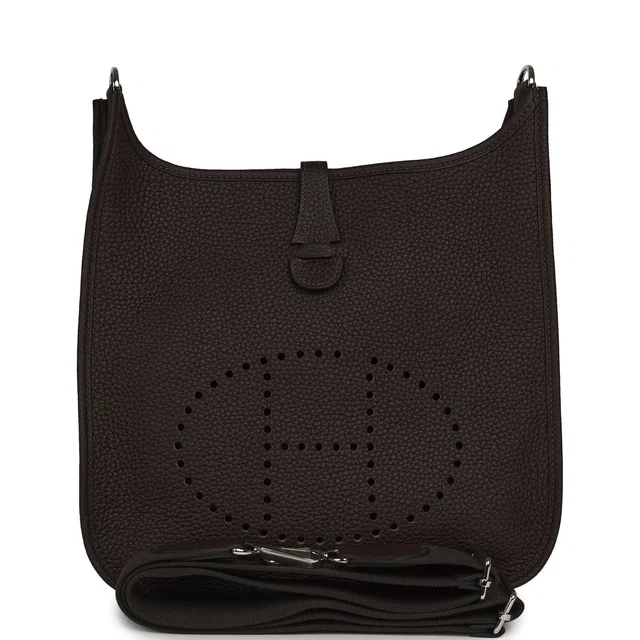 Hermès Evelyne PM Macassar Clemence Palladium Hardware in Clemence leather from Madison Avenue Couture