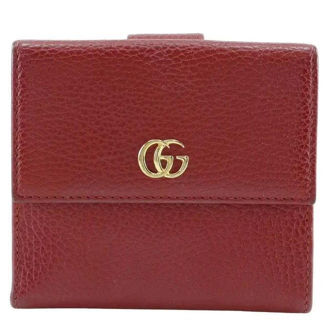 Gucci Gg Marmont Bifold Leather Red Accessory in Red Leather from HEWI