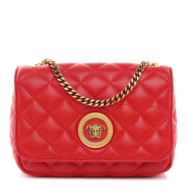 Versace La Medusa Quilted Chain Nappa Leather Bag - Red in Red Nappa leather from H&T