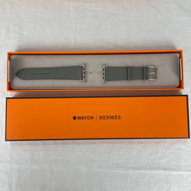 Hermès Leather Band Apple Watch Single Tour 45mm in Stainless Steel, Swift leather from Reowned