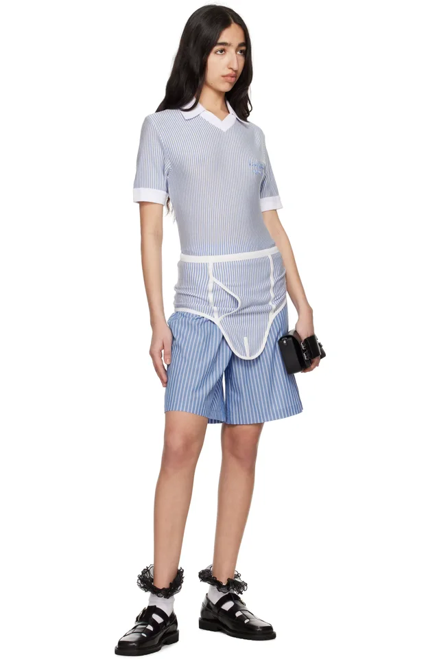 Charles Jeffrey LOVERBOY White & Blue Cheeky Onesie Bodysuit, photo 4 of 4 from SSENSE