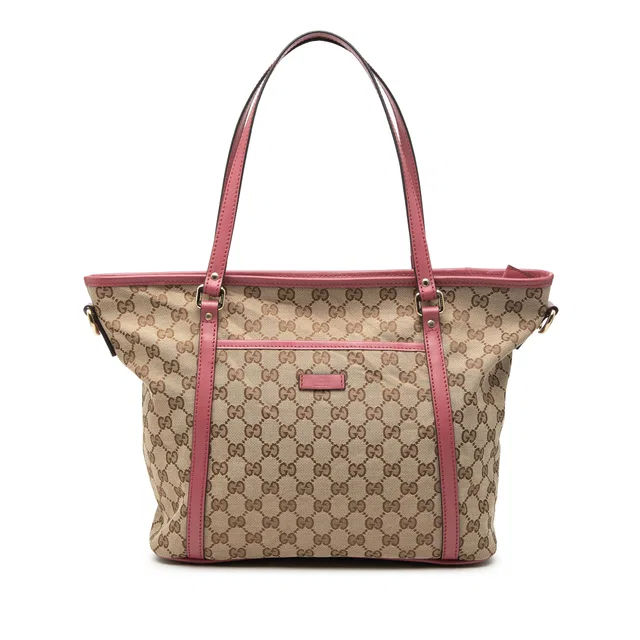 Beige Gucci GG Canvas Convertible Joy Tote Satchel in Beige Canvas from Designer Revival