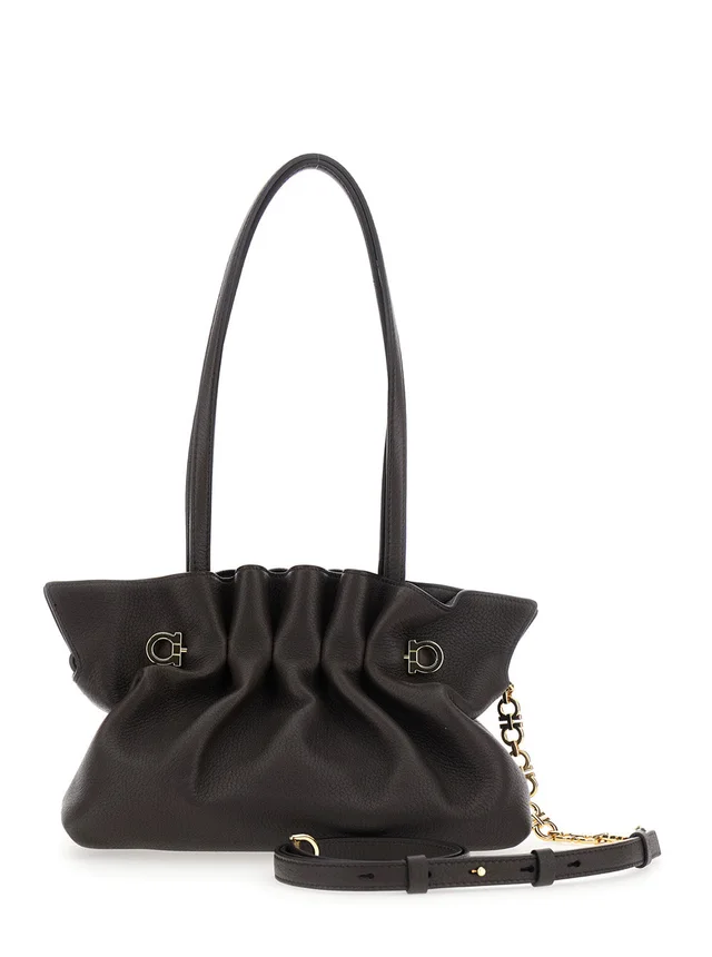 Ferragamo Shoulder Bag — Black Lamb in Black Lambskin from HEWI, photo 2 of 2
