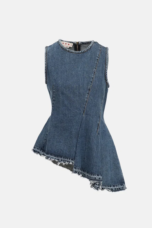 Marni Asymmetrical Denim Top in Denim from VSP Consignment