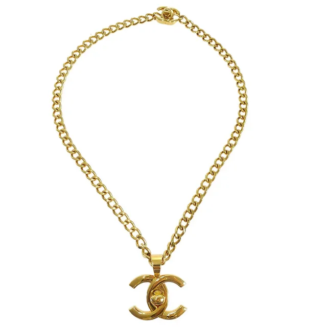 Chanel 1996 CC Turnlock Gold Chain Necklace 96P in Gold from AMORE Vintage Tokyo