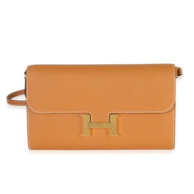 Hermès Toffee Epsom Constance Long Wallet To Go Ghw Brown Leather Handbag in Brown Epsom leather from HEWI
