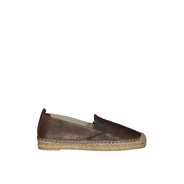 Brunello Cucinelli Brown Leather Espadrilles in Brown Leather from HEWI