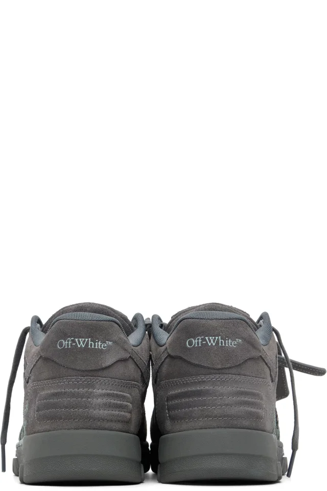Off-White Gray Out Of Office "For Walking" Suede Sneakers, photo 2 of 5 from SSENSE