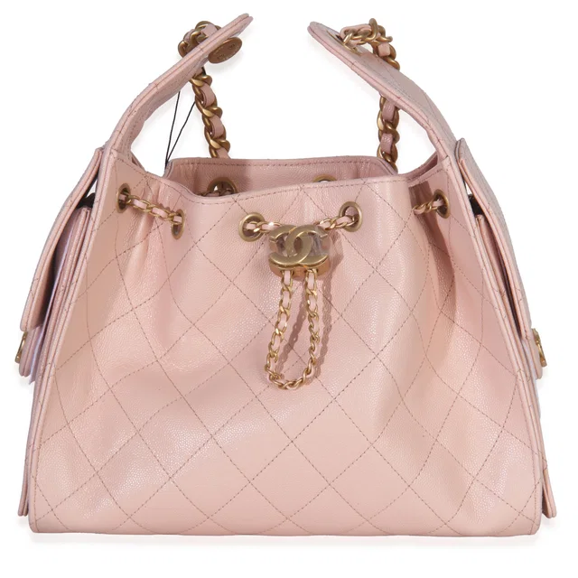 Chanel Pink Quilted Caviar Small 25 Hobo Handbag Leather in Pink Caviar leather from HEWI