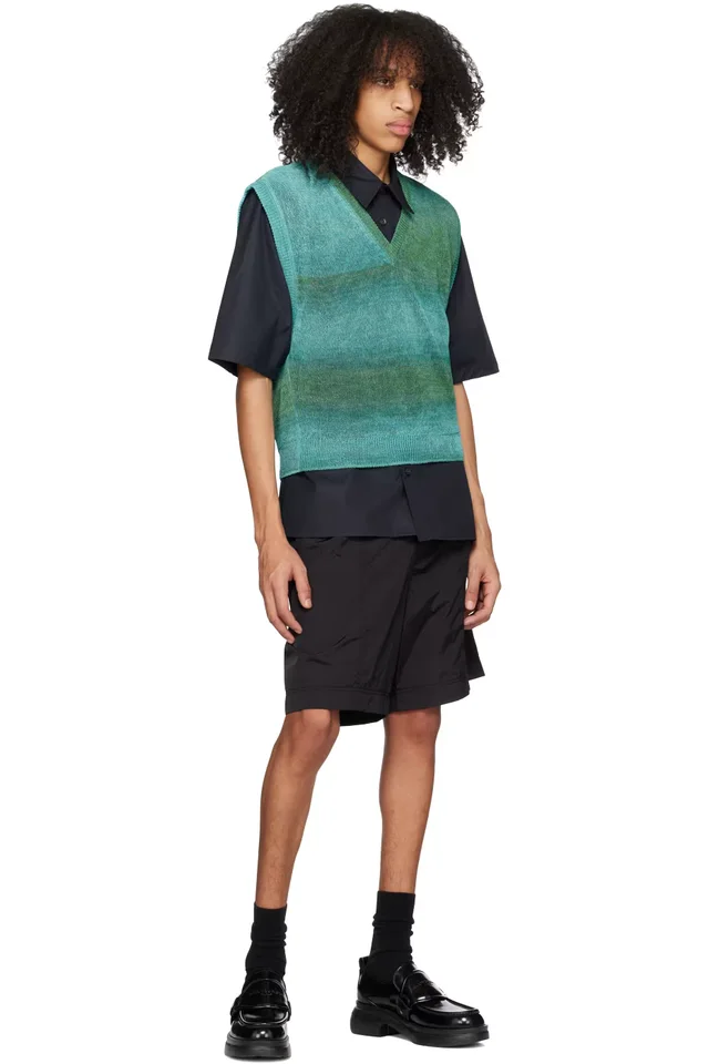 WOOYOUNGMI Green & Blue Gradient Stripe Vest, photo 4 of 4 from SSENSE