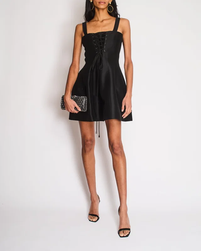 Dior Black Silk Corset Mini Dress Size FR 38 (UK 10) in Black Silk from Sellier
