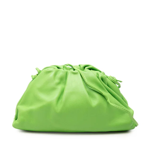 Green Bottega Veneta Lambskin The Mini Pouch Crossbody in Green Lambskin from Designer Revival