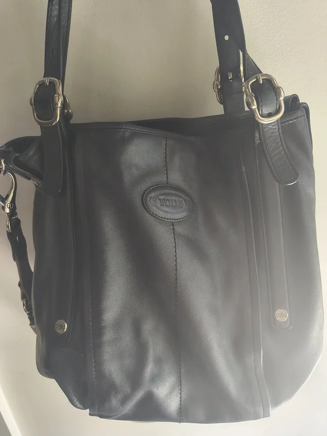 Tod's Vintage Black Leather Tote Bag Silver Hardware in black Leather from Grailed